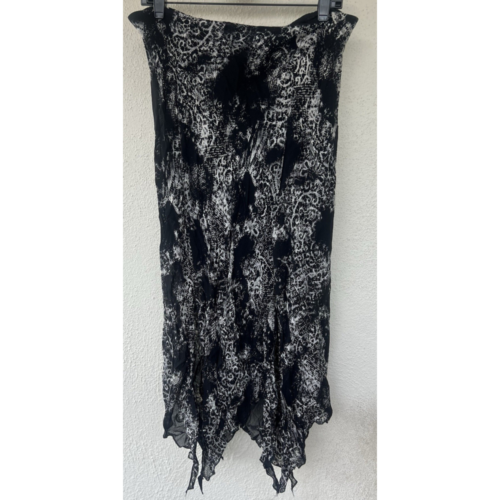 VTG Y2K Lily Black Handkerchief Slit Maxi Skirt Fairy Grunge Whimsigoth Dark
